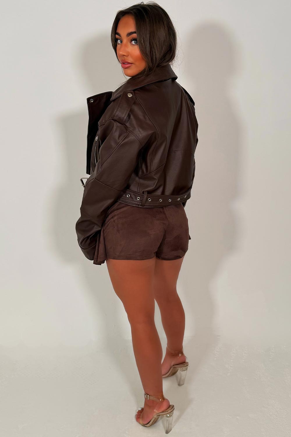 Faux Leather Jacket Brown