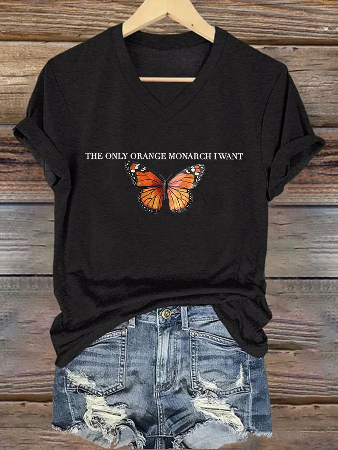 🔥Buy 3 Get 15% Off🔥V-Neck Retro We Only Need One Monarch And It's A Butterfly Print T-Shirt