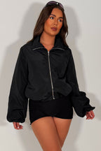 Festival Jacket Funnel Neck Windbreaker Black