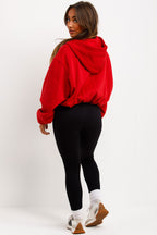 Hooded Jacket With Elastic Hem Red