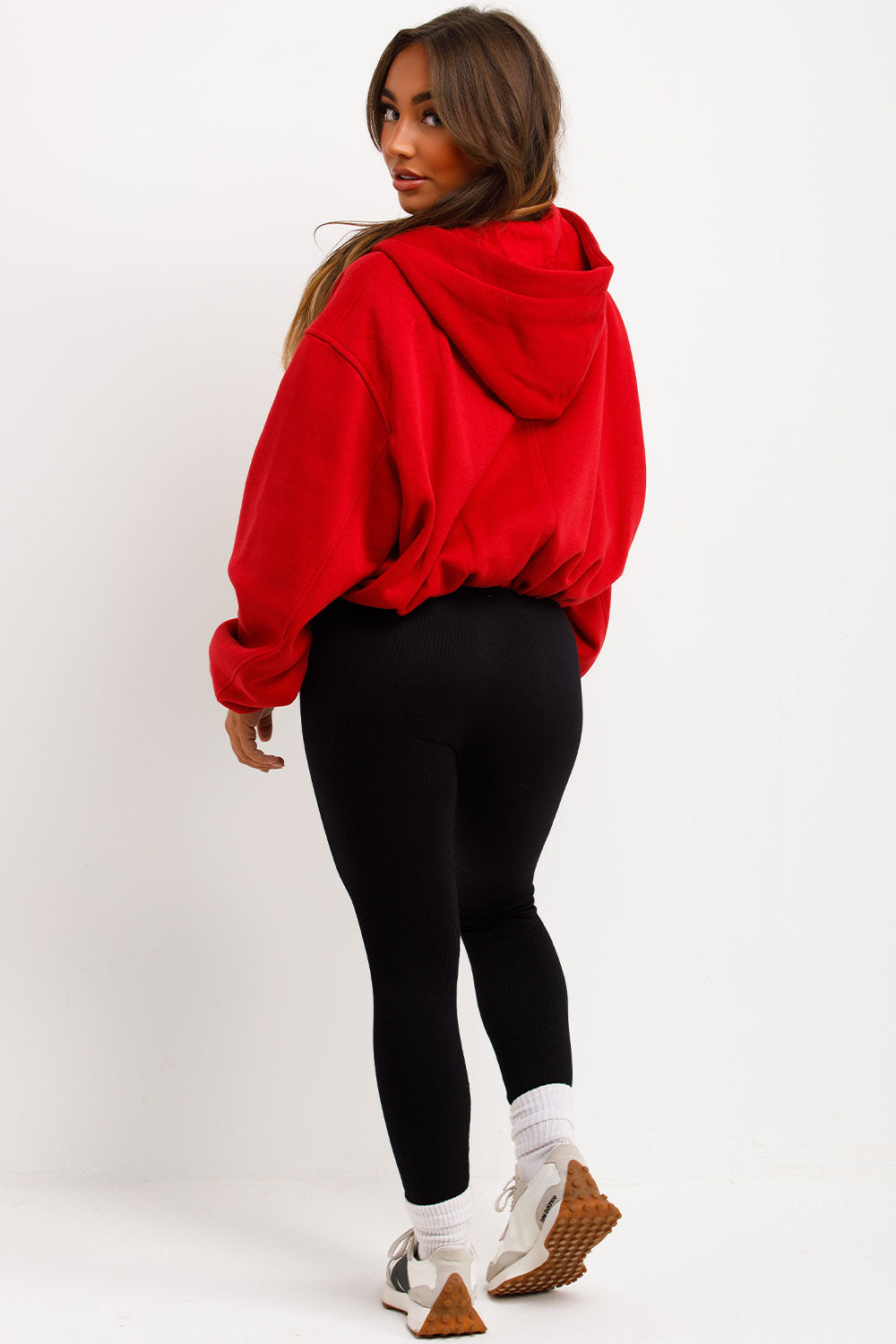 Hooded Jacket With Elastic Hem Red