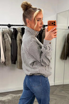 Oversized Check Print Jacket Long Sleeves