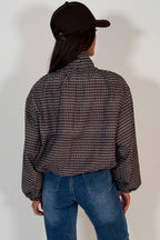 Check Jacket With Funnel Neck