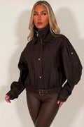 Denim Bomber Jacket Brown