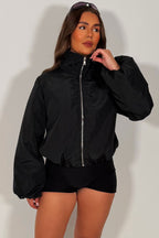 Festival Jacket Funnel Neck Windbreaker Black