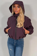 Crop Padded Jacket With Hood Purple