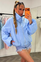 Funnel Neck Jacket Windbreaker Sky Blue