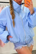 Funnel Neck Jacket Windbreaker Sky Blue