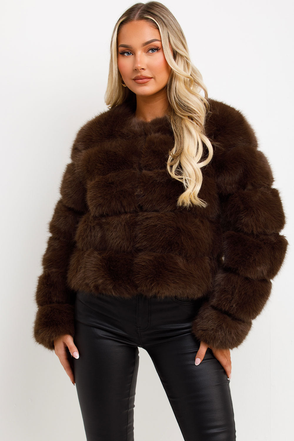 Brown Faux Fur Bubble Coat