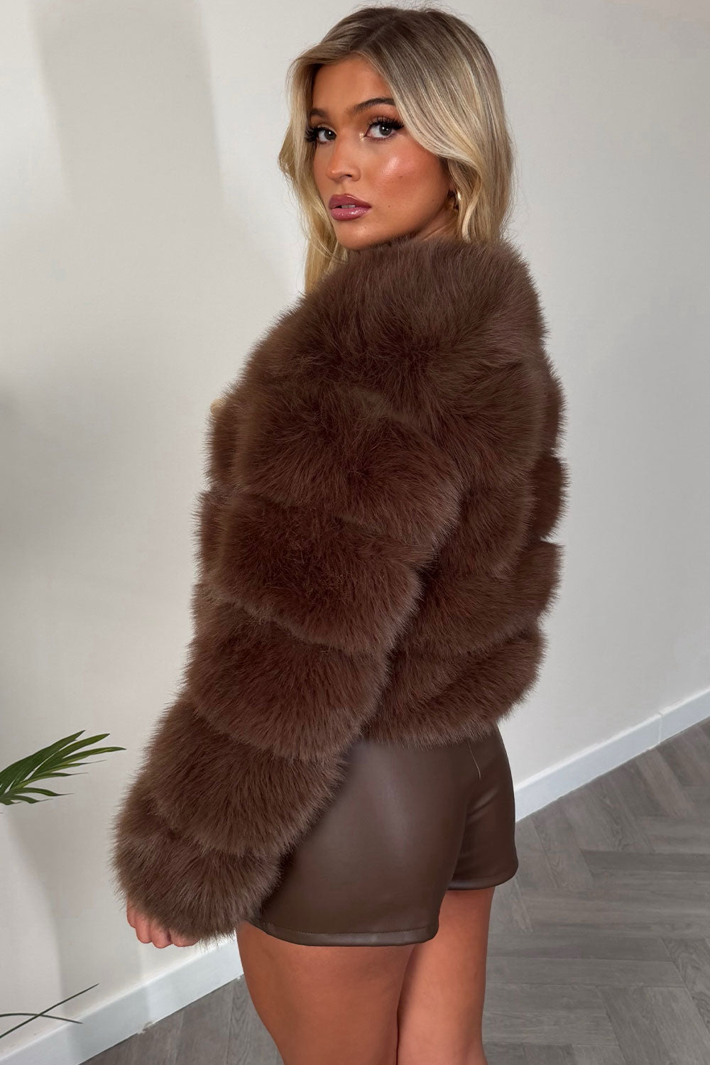 Brown Faux Fur Bubble Coat