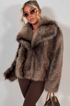 Faux Fur Coat Tan Colourway