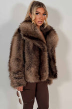 Faux Fur Coat Tan Colourway