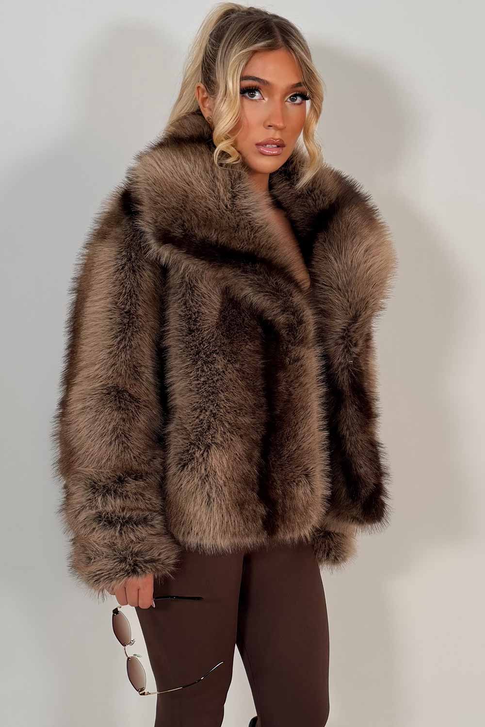 Faux Fur Coat Tan Colourway
