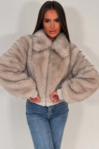 Faux Fur Jacket Beige