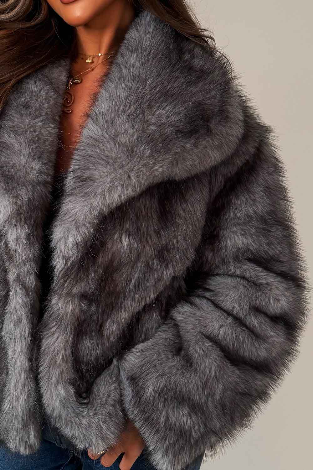 Faux Fur Jacket Grey