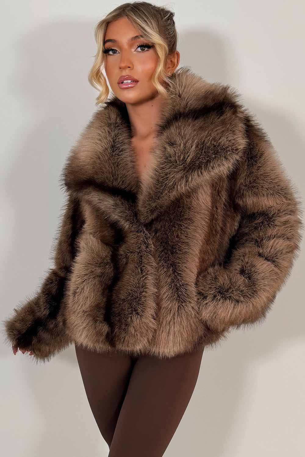 Faux Fur Coat Tan Colourway