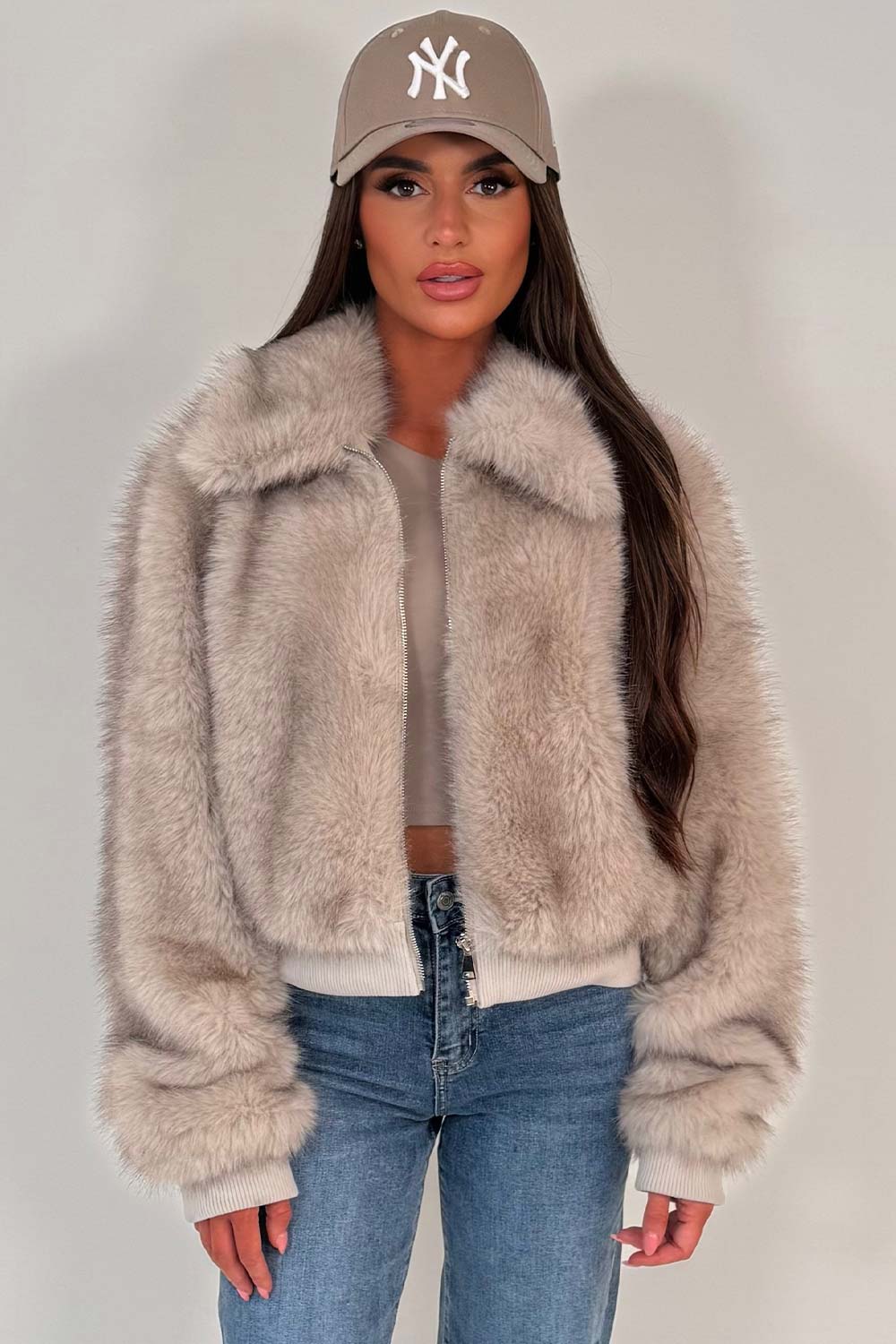 Faux Fur Jacket Beige