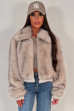 Faux Fur Jacket Beige