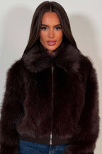 Faux Fur Jacket Brown