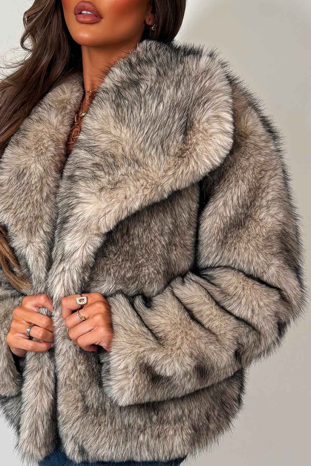 Faux Fur Jacket Beige