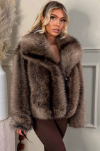Faux Fur Coat Tan Colourway