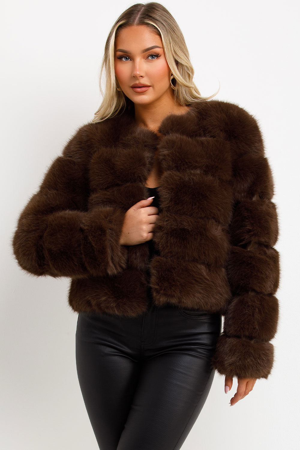 Brown Faux Fur Bubble Coat