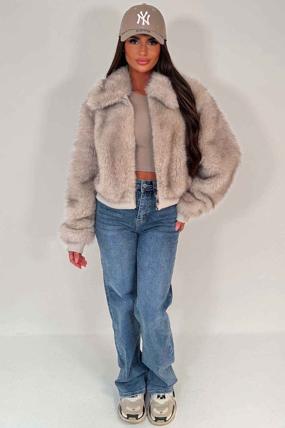 Faux Fur Jacket Beige