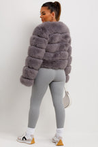 Faux Fur Bubble Coat Grey