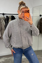 Oversized Check Print Jacket Long Sleeves