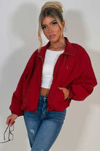 Funnel Neck Jacket Burgundy