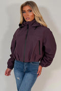 Crop Padded Jacket With Hood Purple