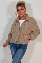 Funnel Neck Jacket Beige
