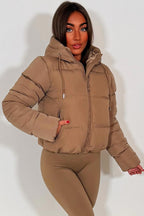 Hooded Puffer Jacket Beige