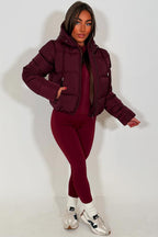 Hooded Puffer Jacket Burgundy