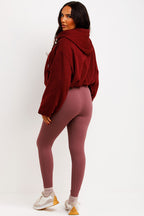 Hooded Jacket With Elastic Hem Burgundy