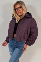 Crop Padded Jacket With Hood Purple