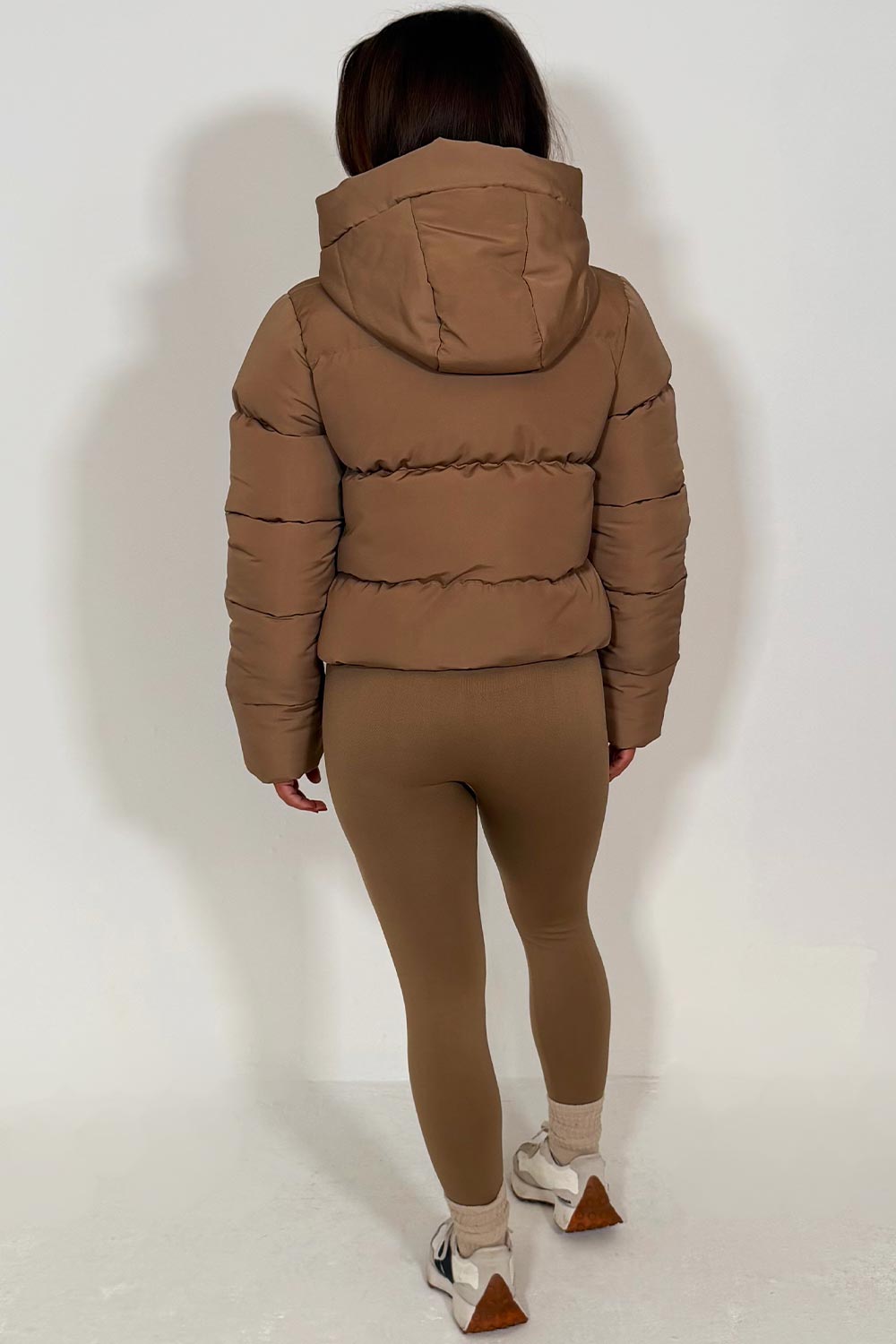 Hooded Puffer Jacket Beige