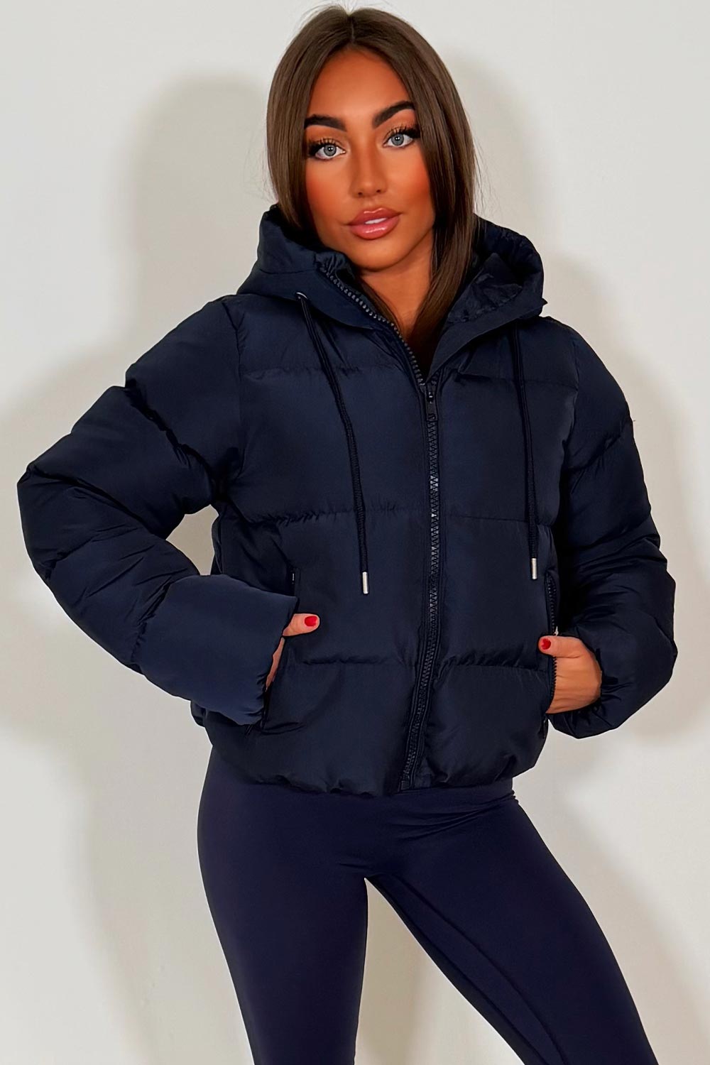 Navy Hooded Puffer Jacket