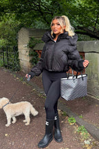Black Puffer Padded Jacket With Hood