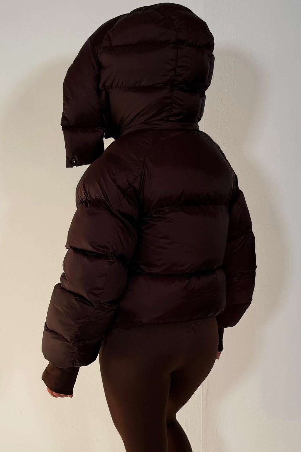 Brown Puffer Padded Jacket With Hood