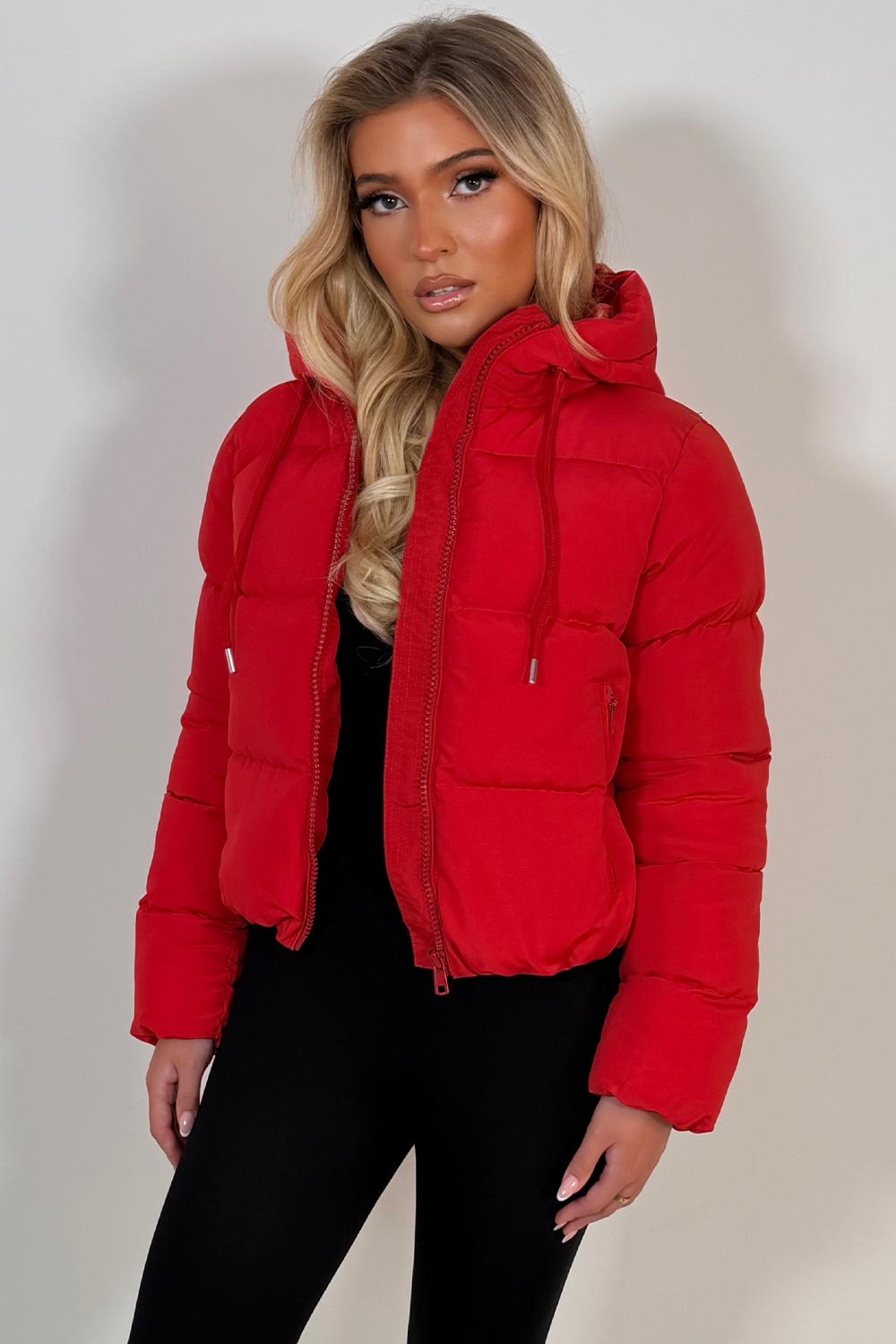 Hooded Puffer Jacket Red
