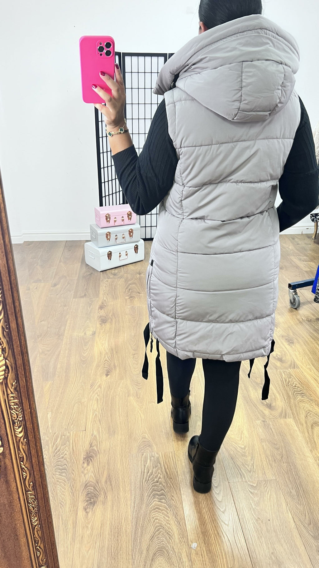 Katlyn Grey Oversized Puffer Gilet Coat