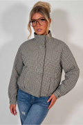 Oversized Check Print Jacket Long Sleeves
