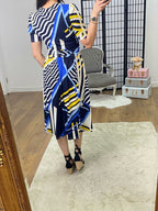 Meghan Abstract Print Wrap Effect Dress