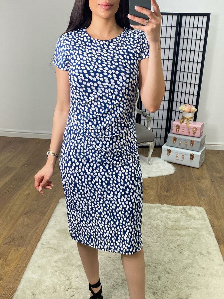 Naomina Blue Textured Shift Dress