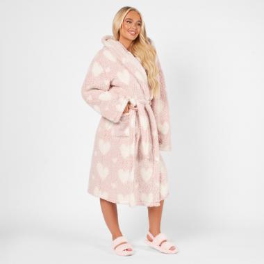Teddy Marl Dressing Gown Floor Length, Adults - Charcoal