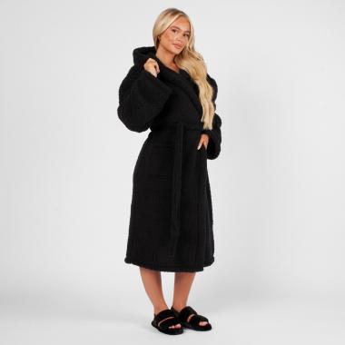 Teddy Marl Dressing Gown Floor Length, Adults - Charcoal