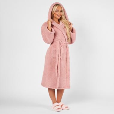 Teddy Marl Dressing Gown Floor Length, Adults - Charcoal