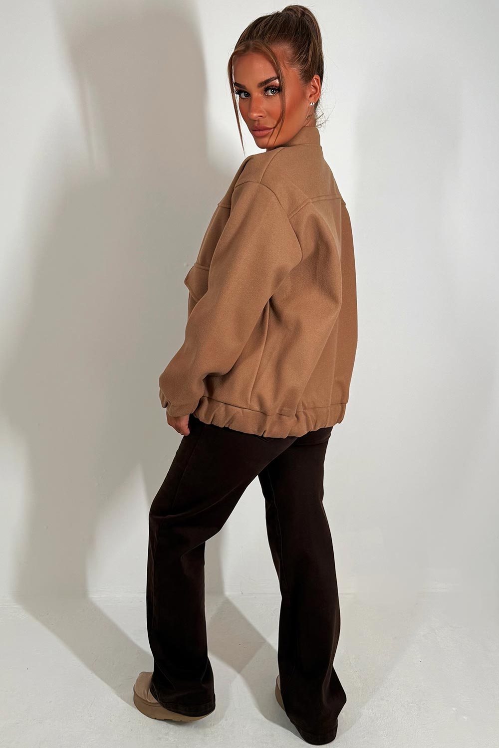 Bomber Jacket With Pockets Taupe
