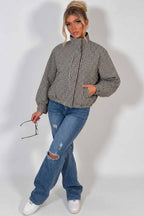 Oversized Check Print Jacket Long Sleeves